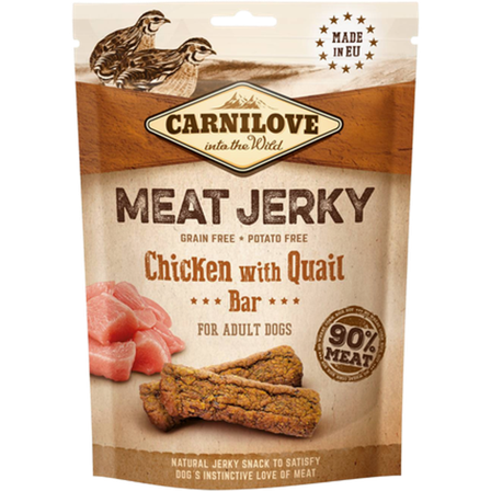 Carnilove - Jerky kylling med vaktelbar 100 g - Hund - Hundegodbiter & tyggebein - Naturlige godbiter for hund - ZOO.no
