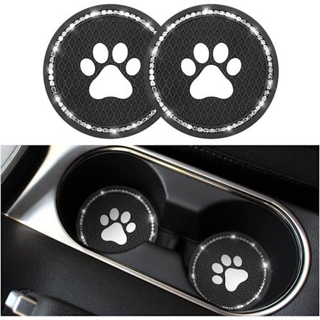 2PCS Universal Bling Bil Kopphållare Underlägg, Rhinestone Biltillbehör, Hund Tass Bil Kopphållare Infoga Mat Pad Set