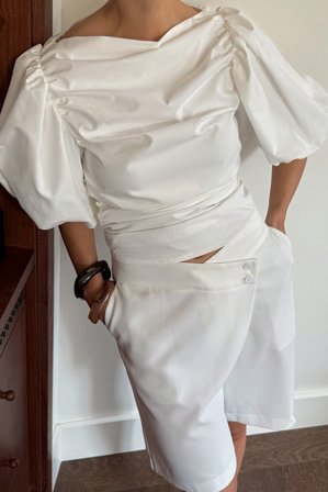 Lydia Tomlinson x NA-KD Topp med puffärmar - Toppar med puffärm - Vit - EU 40