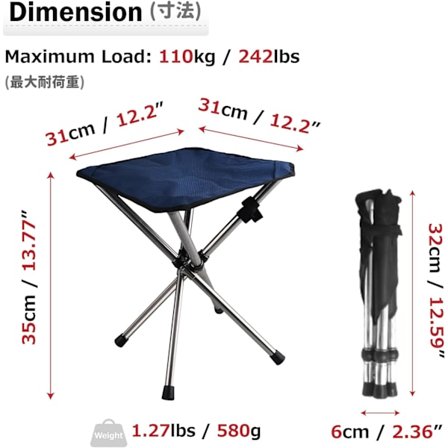 (Blå - L) Vikbar pall Camping Fiske Säte Vikbar Tripod Liten