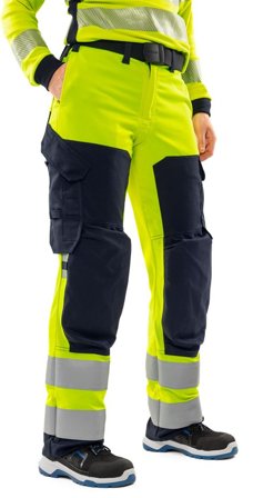 Fristads Dam Flamestat stretchbyxa 2169 ATHF klass 2, Varsel Gul/Marinblå