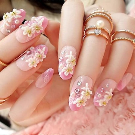 Falske negle tipper til fingre, manicure, færdiglavet, udskåret brudepatch, 24 C11 falske negle