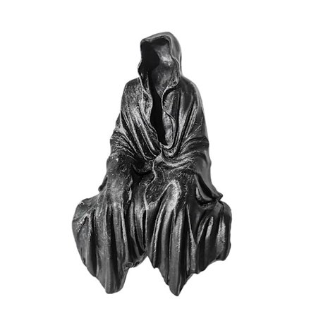 Svart spøkelse sittende figur 12 cm. harpiksbilde