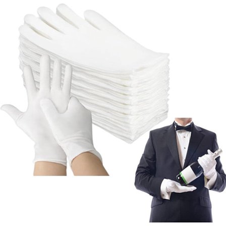 ING 12 paria valkoisia puuvillakäsineitä - pehmeää puuvillaa - puuvillakäsineet - jokapäiväiset puuvillakäsineet - 8 tuumaa