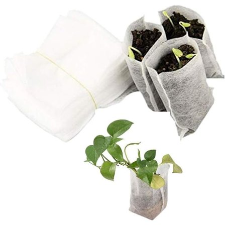 Biologiskt nedbrytbar plantpåse, 100 st biologiskt nedbrytbara plantsäckar i non-woven-tyg för odling av tomater, blommor (20*20CM)