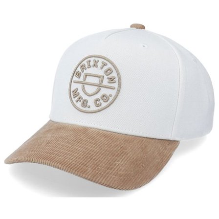 Brixton - Vit adjustable Keps - Crest C Medium Profile White/Khaki Adjustable @ Hatstore