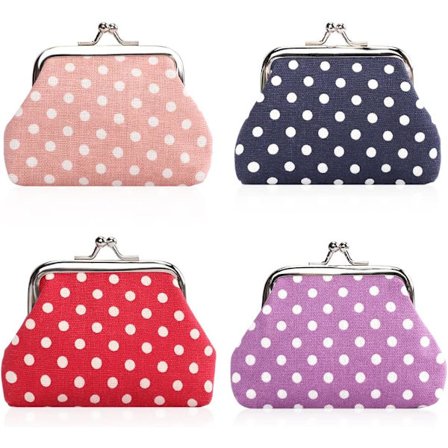 4 stk. Polka Dot Myntveske Polka Dot Myntveske Lukking Klikk Kla