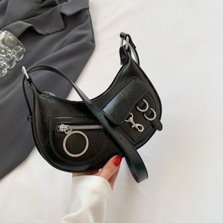 Premium Tekstur Crossbody Veske Dame Sølv Nisje Bess Vesker Skulderveske Punk Biker Veske