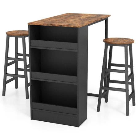 Køkkenbord med 2 taburetter, pladsbesparende bistrobord, bordbord, spisebordssæt, barbord