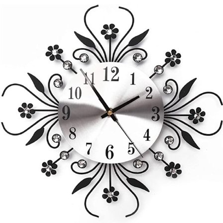 3D Blomster Væg Ur Luksus Metal Diamanter Blomster Lydløs Ur Kontor Hus Stue