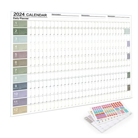 2024 Veggkalender Planleggingsark Årlig Månedlig Ukentlig Daglig Planlegger To Do-Liste Henge Agenda Timeplan Organizer null - A