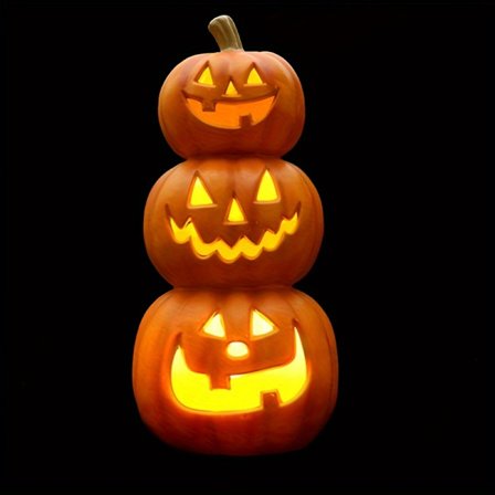 "Spøkelsesaktig Halloween Gresskarlykt - LED-utskåret Jack-O'-Lantern med skummelt ansikt, perfekt for Halloween-dekorasjoner innendørs og utendørs, 