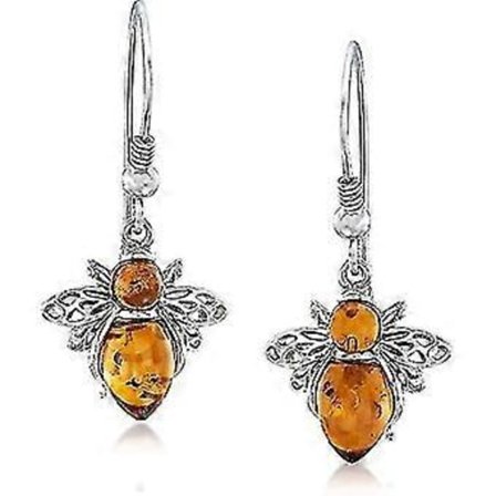 Amber Bumblebee Örhängen i Sterling Silver