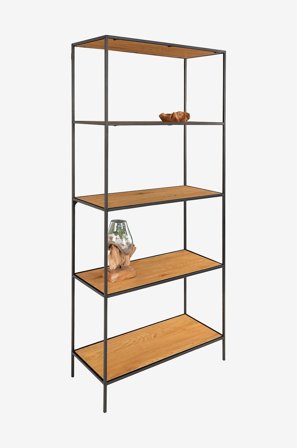 House Nordic - Hylle Vita. 5 hyller av eik med svart ramme 36 x 80 x 170 cm. - Brun - Bokhyller - Fra Homeroom