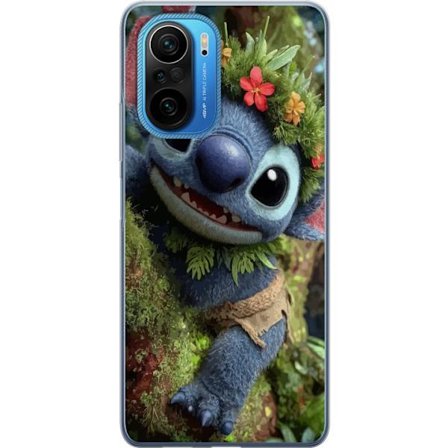 Kompatibel Mobilcover til Xiaomi Xiaomi Poco F3 Glad blå fantasivæsen med blomsterkrans klatrer legende i træer, legende naturmotiv med eventyrstem