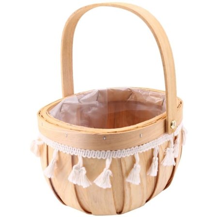 Dekorative blomsterkurver Bærbare vevde trekrukker Blomsterkurver Jentekurver Vevde oppbevaringskurver, S