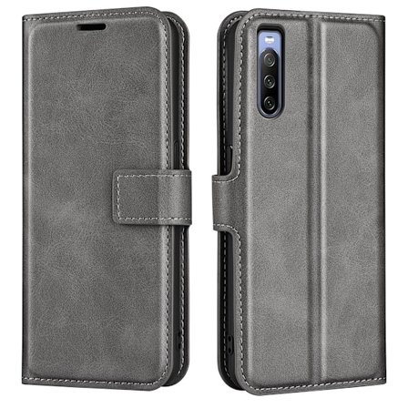 Hållbart konstläder Sony Xperia 10 IV fodral med plånbok - Silver/Grå