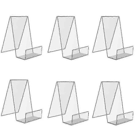 6-pakker Klar Akryl Bogstøtte, Transparent Bogdisplaystativ, Bogstøtter til Fremvisning, Akryl Bogreol [DB]