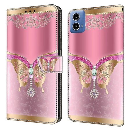 For Motorola Moto E14 4G/G04 4G/G04s 4G/G24 4G Lommebokdeksel 3D Mønstertrykk Lær Telefonveske