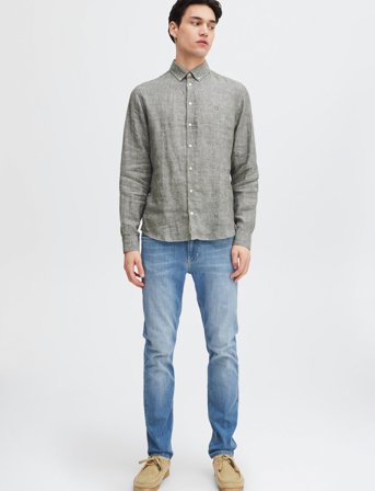Casual Friday Cfanton Bd Ls Linen Shirt - Grey - M