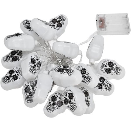 Halloween ljusslinga, intressant konstnärlig dödskalle ljusslinga 3m/9,84ft för fest för festival för inomhus utomhus dekoration