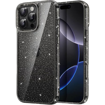 Glitter Skal för iPhone 16 Pro 6,3 tum, Bling Glittrigt Stöttåligt Telefonskal, Sött Glittrande för Kvinnor och Flickor