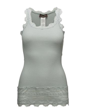 Silk Top W/ Lace T-shirts & Tops Sleeveless Grønn Rosemunde*Betinget Tilbud