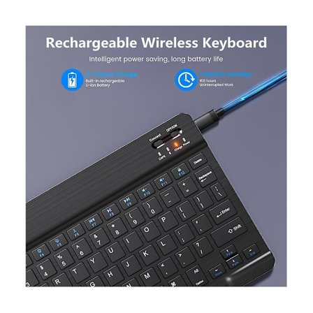 Mini Trådlöst Bluetooth Tangentbord Mus Combo För Telefon Surfplatta Laptop För Android Windows-engelska (Svart)