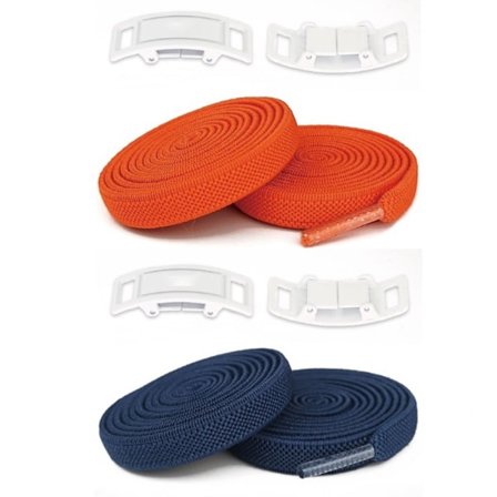 Par Shoelaces (Blå + Orange), 2 Par No Tie Shoelaces, No T