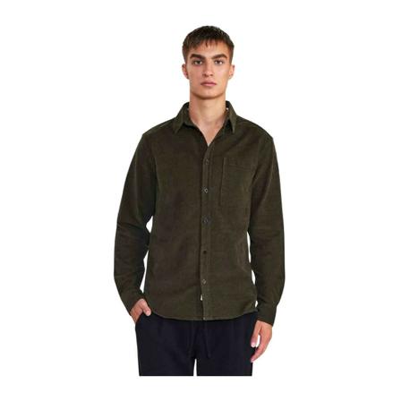 Anerkjendt, Anerkjendt aklouis structure cord shirt dark olive 900962 Groen, Heren, Maat:S