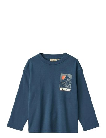 Wheat T-Shirt L/S Print Dixie - Navy - 152