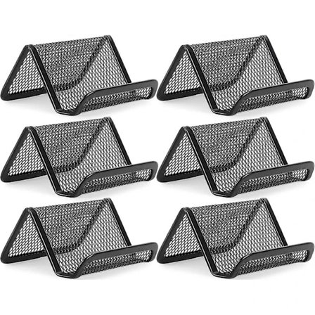 Visitkortshållare, Mesh Visitkortshållare för Skrivbord, Svart Metall Visitkortsställ (6)