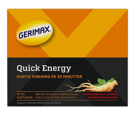 Gerimax Quick Energy 30 tabl., Helse & Madvarer, Ingredienser, Ginseng