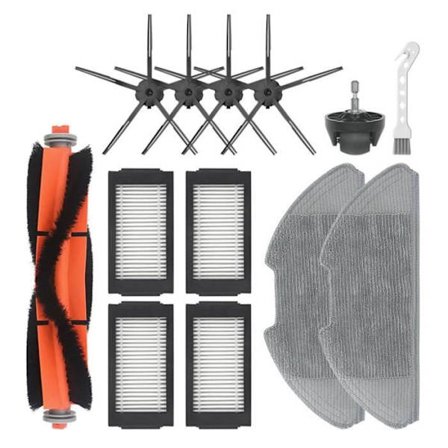 1 st Rullborste 4 st Femkantiga Sidoborstar 4 st Filter 2 st Dukar 1 st Universalhjul