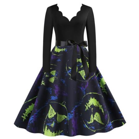 Halloween Klänningar Cocktail Swing Klänning För Kvinnor Blue L