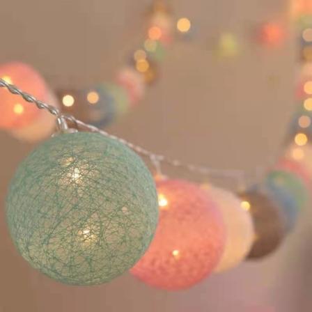20 LED Bomuldsbold Globe Streng Fe Lys Kæde Soveværelse
