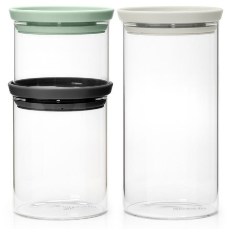 Brabantia Stabelbare glasbeholdere 3 dele, transparente | KitchenOne