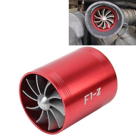 F1-z Bil Rostfritt Universal Supercharger Dubbel Dubbel Turbin Luftintag Bränslesparande Turbo Turboladdare Fläktsats Kit (röd) (FMY)