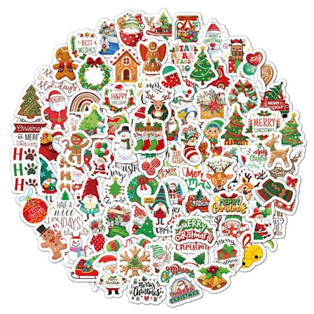 100 Juleklistremerker Liten Størrelse Tegneserie Festlig Gammel Mann Tre Graffiti Diy Dekorasjon Juleklistremerker