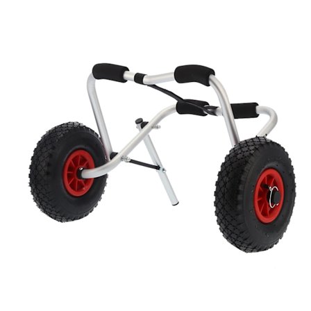 Kajakktralle med enkelt ben i aluminiumslegering, sammenleggbar kanobåttransportør med 10-tommers oppblåsbare dekk