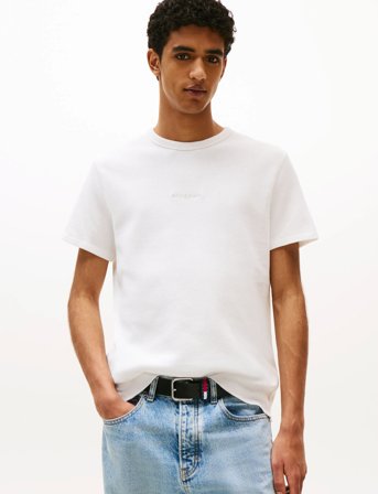Tommy Jeans Tjm Slim Waffle Script Tee - White - XXXL