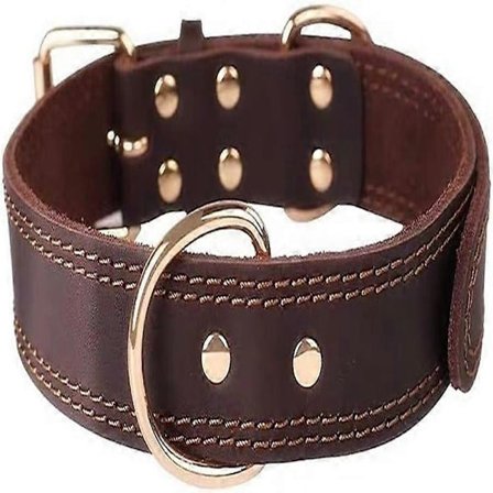 Personlig hundehalsbånd i læder med navneskilt / Blødt slidstærkt læder L)50CM-60CM, 2024 Ping