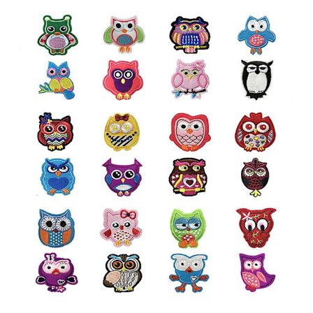 Dww-24PCS - ugle dyrebarn - flere valgbare farger - av catch-the-patch patches broderte applikasjoner broderi strykemerker
