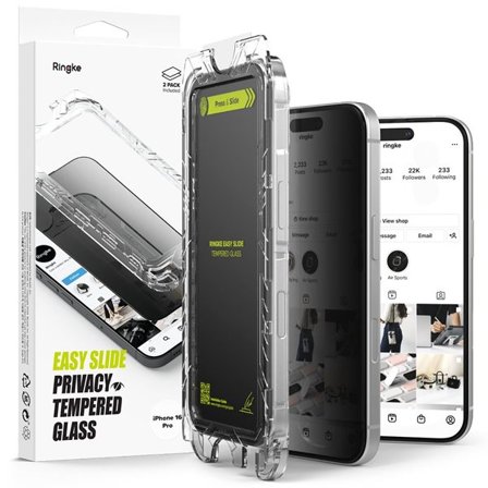 Ringke Easy Slide Privacy Glass 2-pakning for iPhone 16 Pro