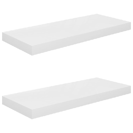 Vidaxl Svävande Vägghyllor 2 St Vit Högglans 60x23,5x3,8 Cm Mdf Vit