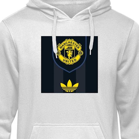 Barn Hoodie Manchester United Adidas logomärke fotbollsklubb affisch Premier League retro gul svart design konst