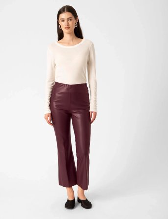 Soaked in Luxury Slkaylee Pu Kickflare Pants - Burgundy - S