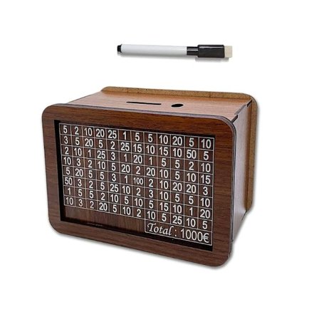 Træpengekasse med tæller til kontantbesparelse Børnemøntbanker Genanvendelig sparegris med markør Mål Nummer Fødselsdagsgave