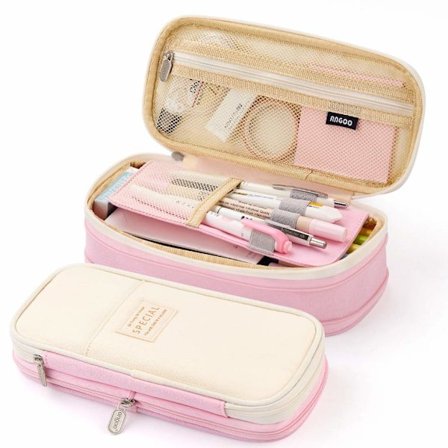 Penalhus med stor kapacitet til kontor, gymnasium og skole, stor opbevaring, taske, pose, holder, box, organizer Pink