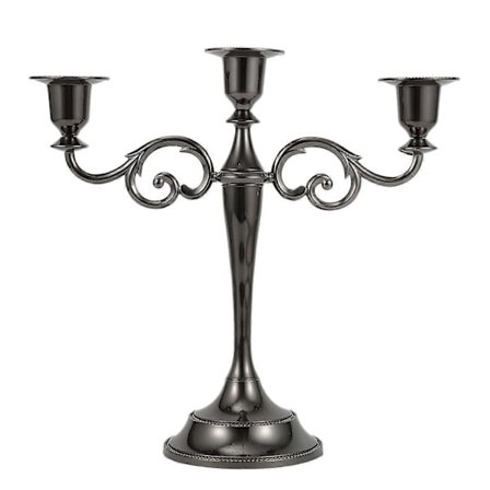 Metallisk Lysestake med 3 Arm, Antikk Søylelysestake, Elegant Dekor for Bryllupsdekorasjon (Svart) (FMY)